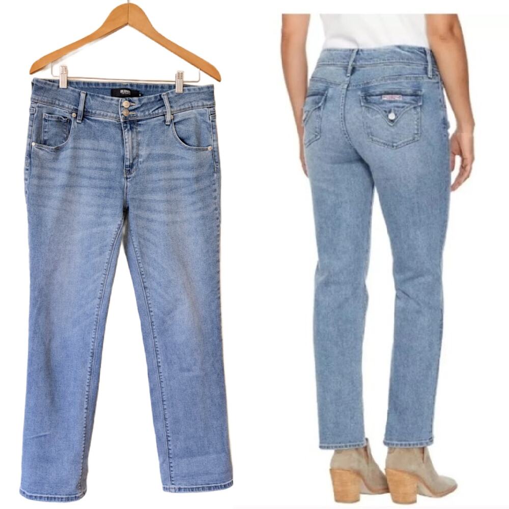 Hudson Straight Leg Jeans Size 10 Icy Blue Button Back Pocket H0524-01